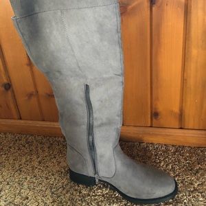 Gray over the knee boots